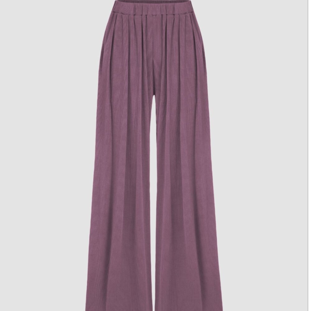 Cider Wide Leg Pleated Pants in Mauve